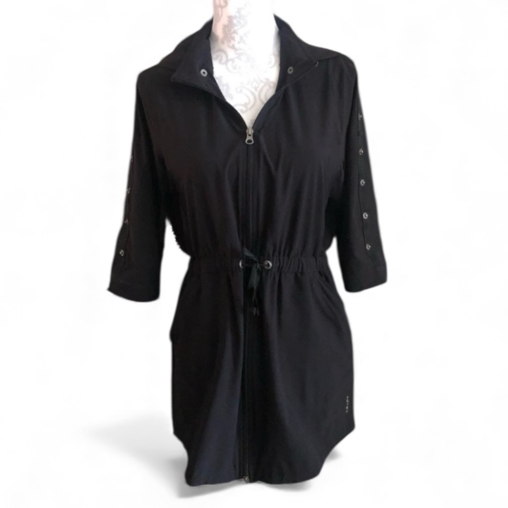 Y2K Sportswear Vented Soybu 3/4 Sleeve Anorak Hooded Jacket in Black Size XS EUC